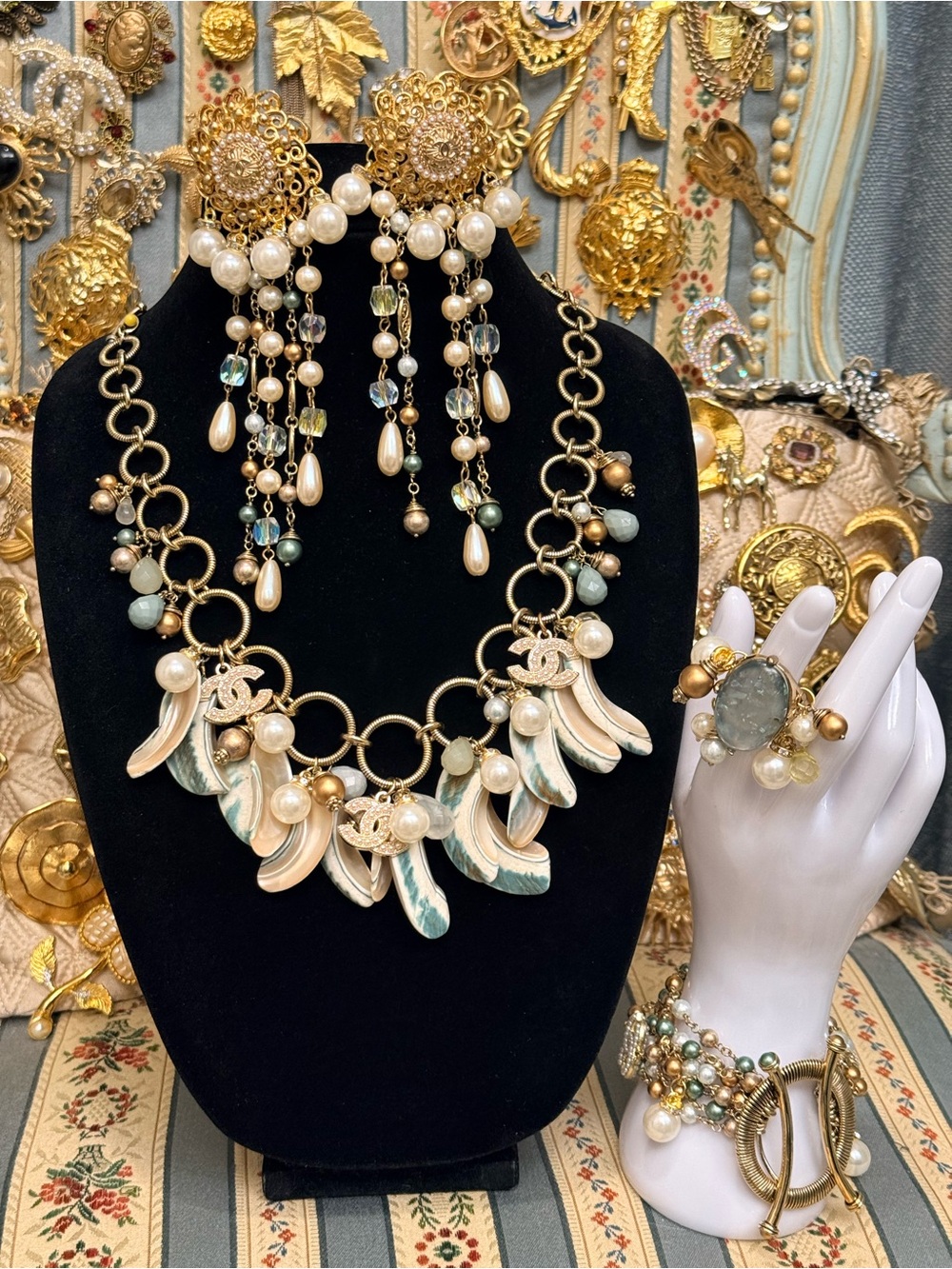 French Blue Riviera Shell Jewelry Set